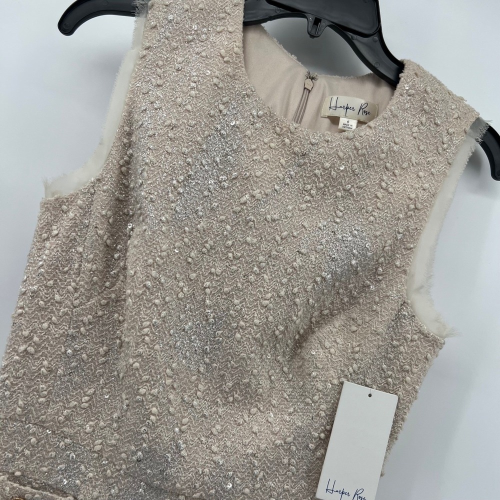 Harper Rose‎ Womens Dress Size 6 Sleeveless Tweed Sequin Career Party